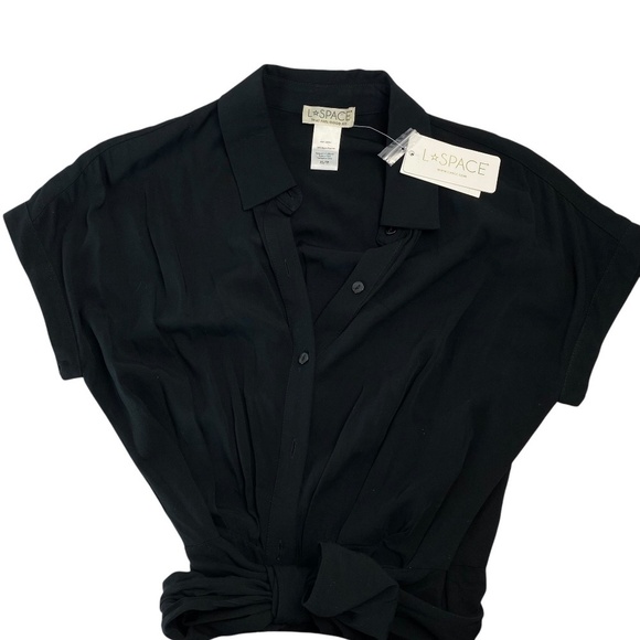 L*SPACE Prism Tie Waist Short Sleeves Midi Dress in Black Size XS - NWT - Picture 6 of 10